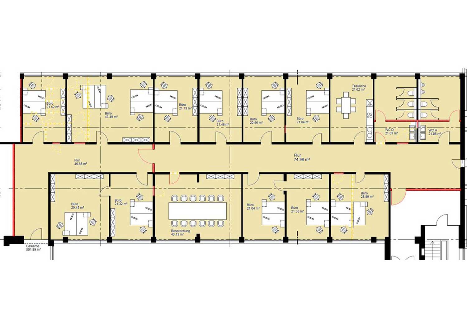 Grundriss Bürofläche - 502,49 m²